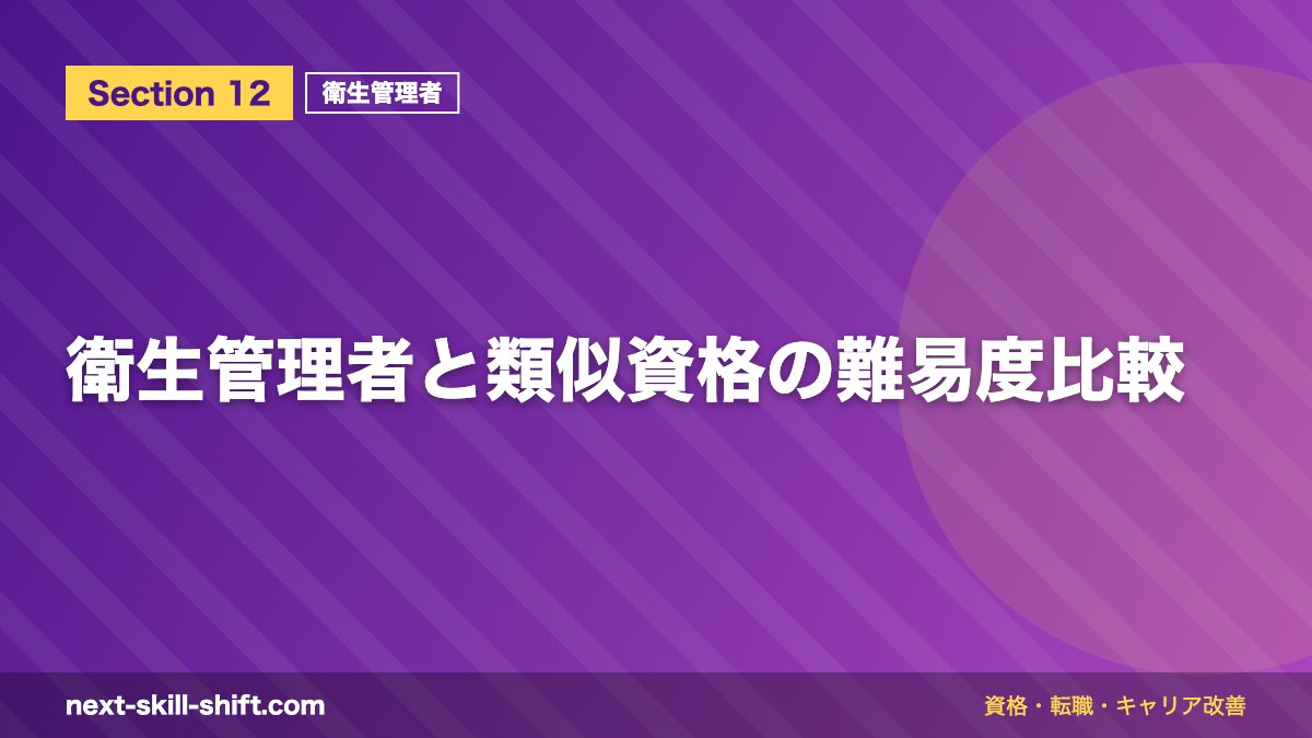 衛生管理者と類似資格の難易度比較
