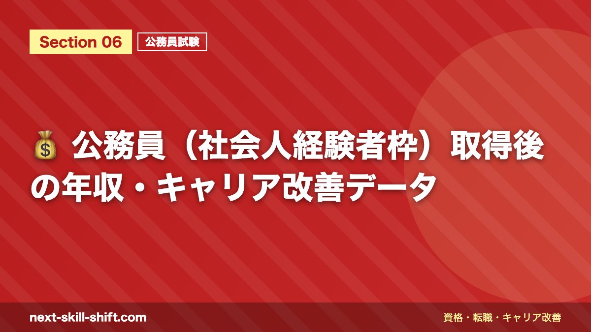 💰 公務員(社会人経験者枠)取得後の年収・キャリア改善データ
