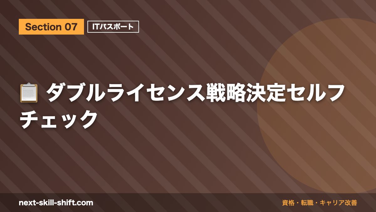 📋 ダブルライセンス戦略決定セルフチェック