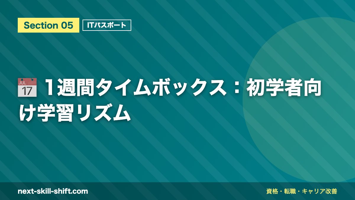 📅 1週間タイムボックス：初学者向け学習リズム
