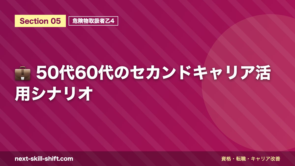 💼 50代60代のセカンドキャリア活用シナリオ