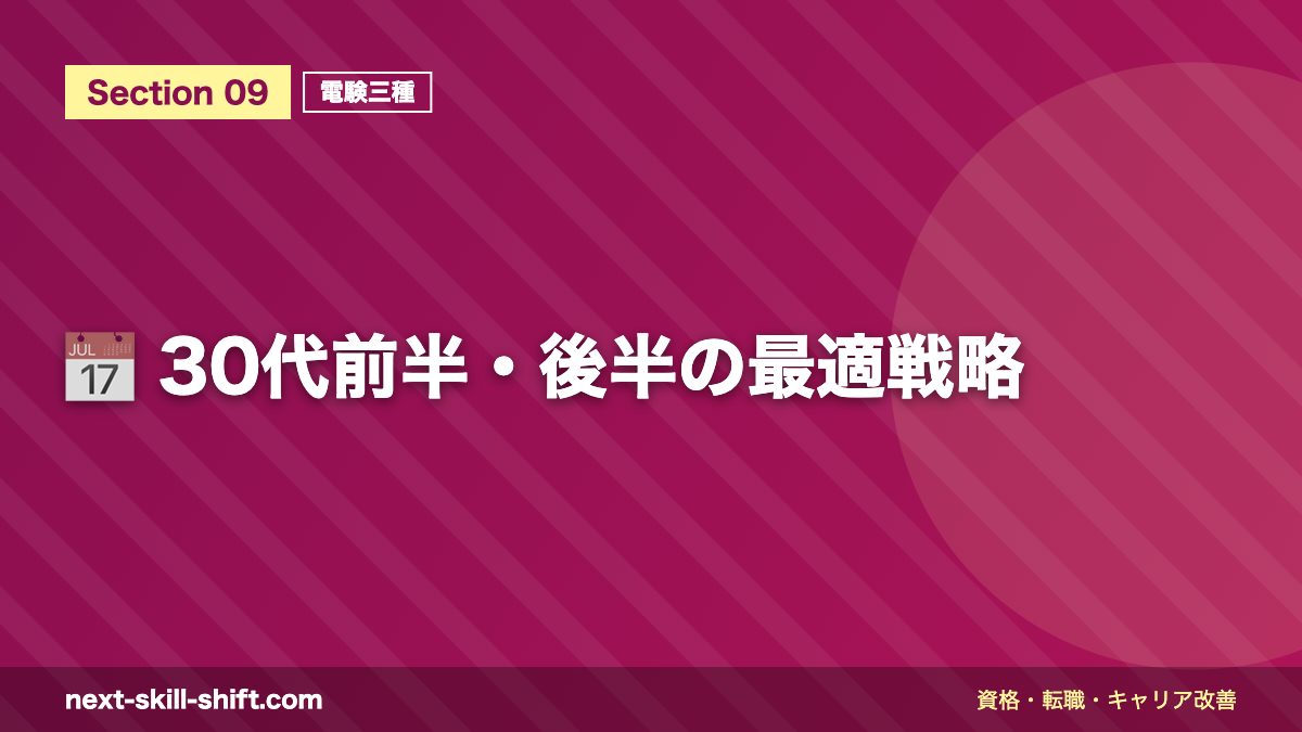 📅 30代前半・後半の最適戦略
