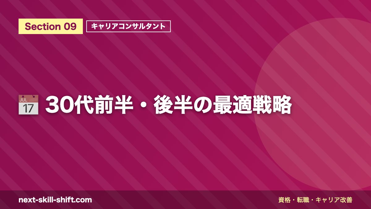 📅 30代前半・後半の最適戦略