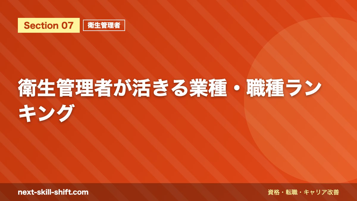 衛生管理者が活きる業種・職種ランキング