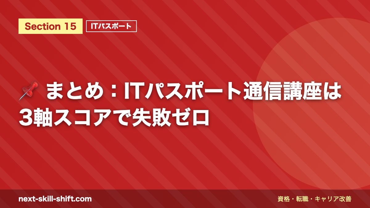 📌 まとめ：ITパスポート通信講座は3軸スコアで失敗ゼロ