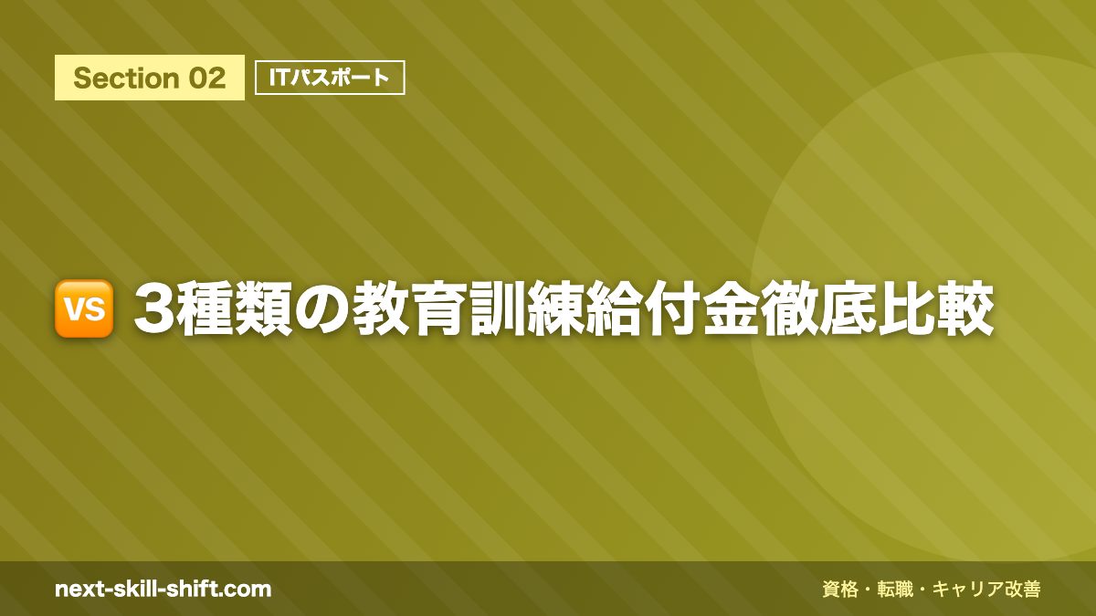 🆚 3種類の教育訓練給付金徹底比較