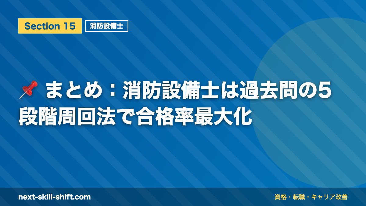 📌 まとめ:消防設備士は過去問の5段階周回法で合格率最大化
