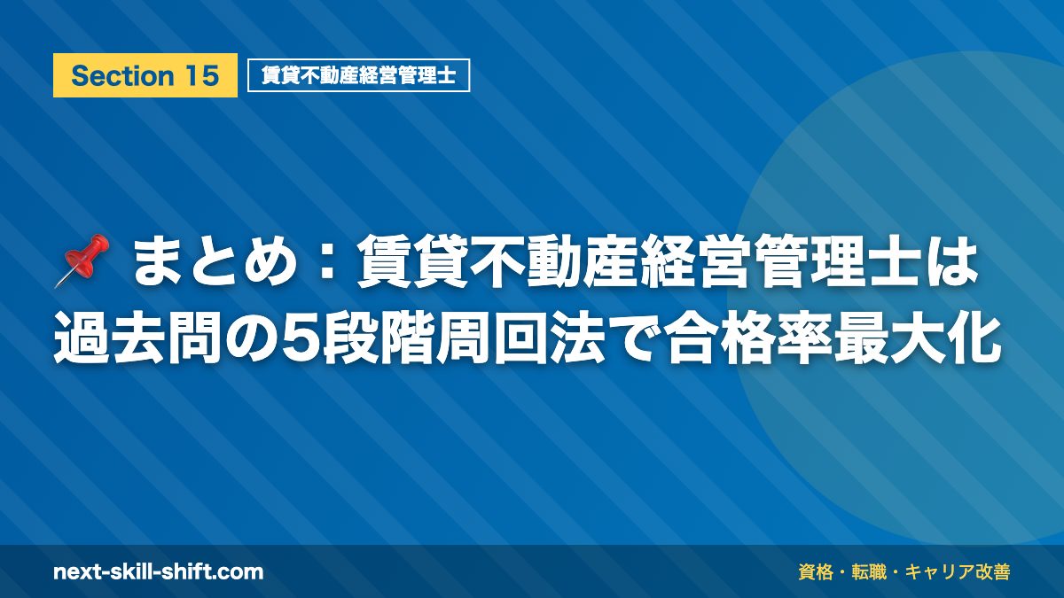 📌 まとめ：賃貸不動産経営管理士は過去問の5段階周回法で合格率最大化