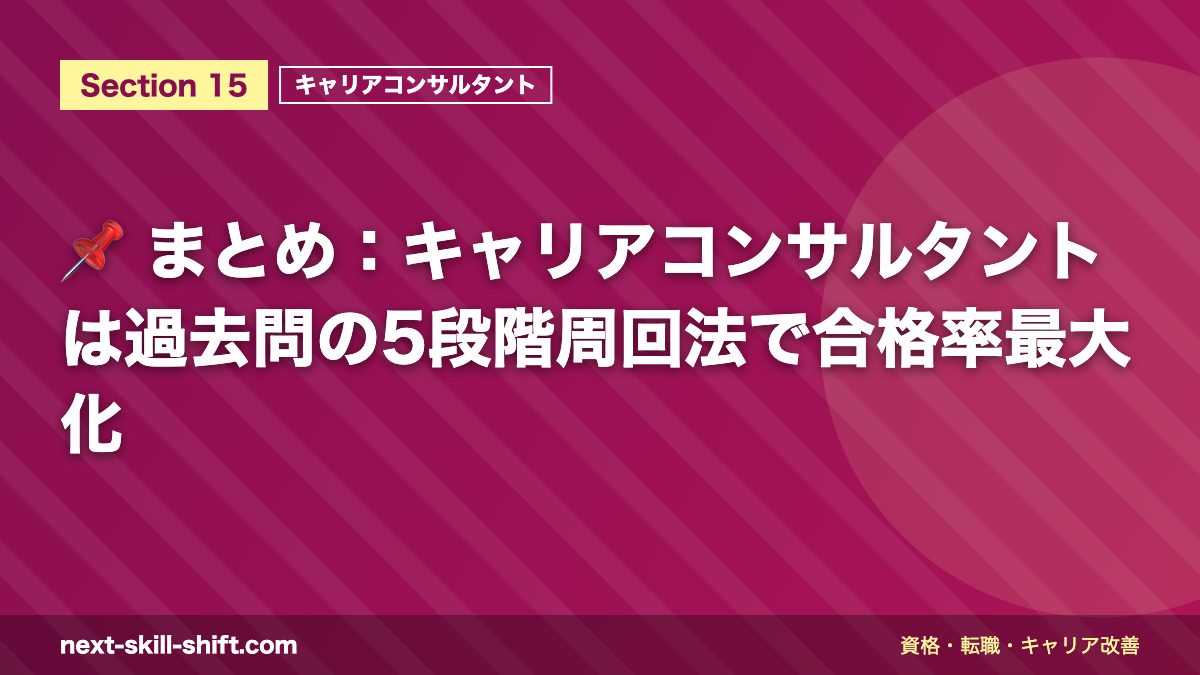 📌 まとめ：キャリアコンサルタントは過去問の5段階周回法で合格率最大化