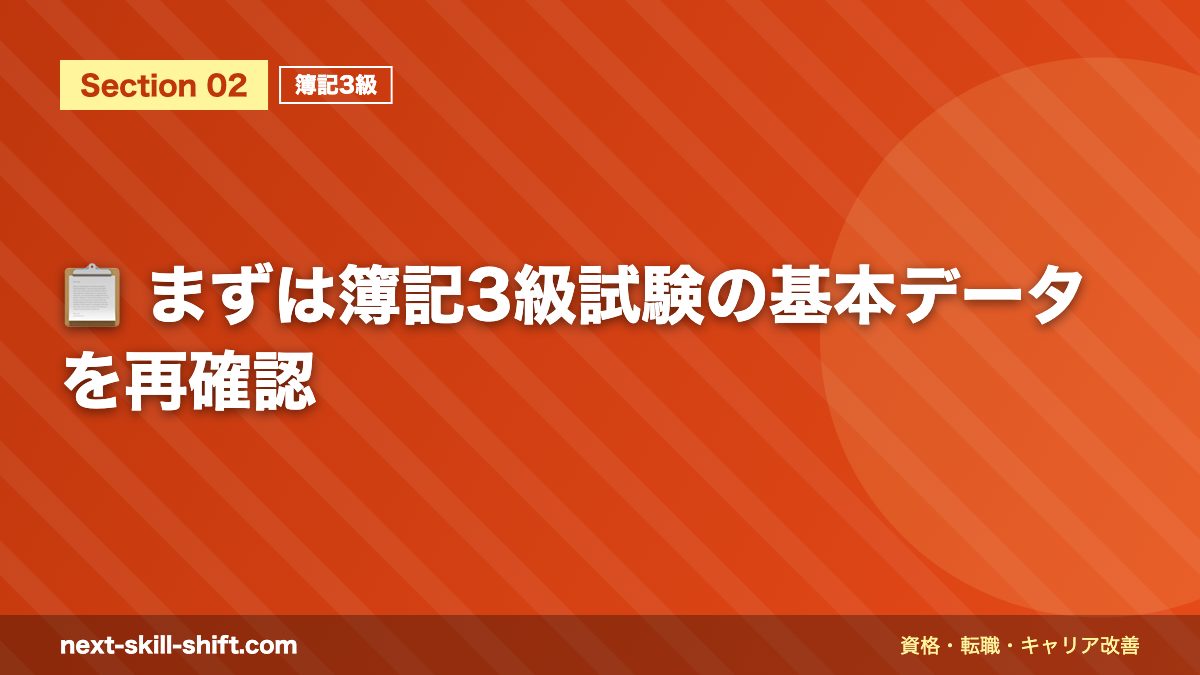 📋 まずは簿記3級試験の基本データを再確認