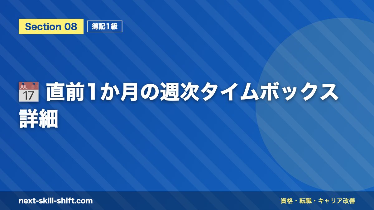 📅 直前1か月の週次タイムボックス詳細