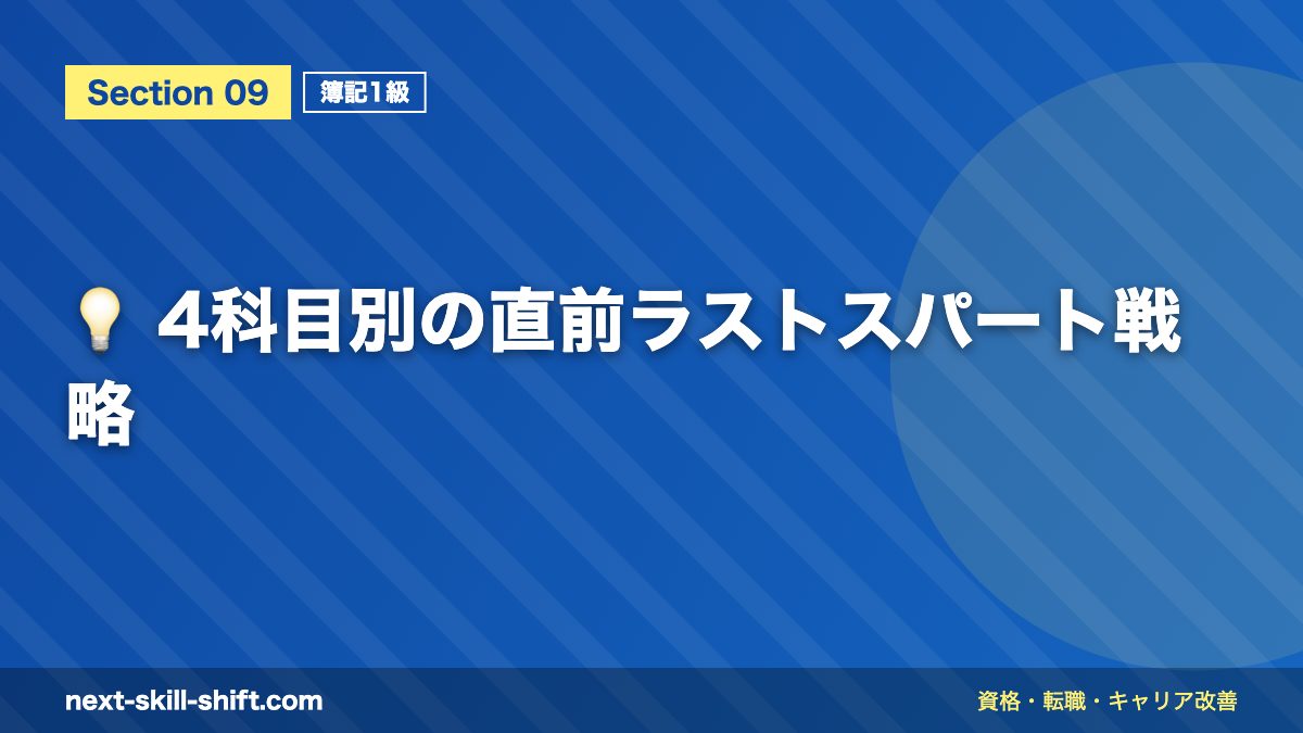 💡 4科目別の直前ラストスパート戦略