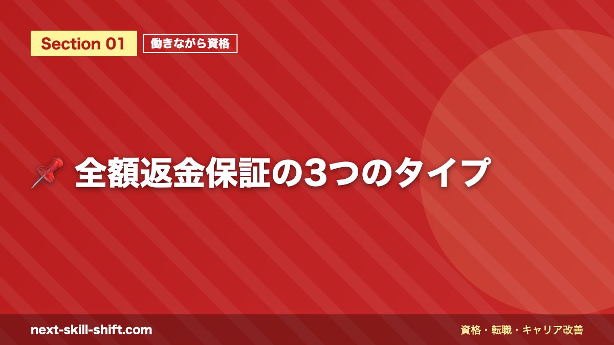 📌 全額返金保証の3つのタイプ