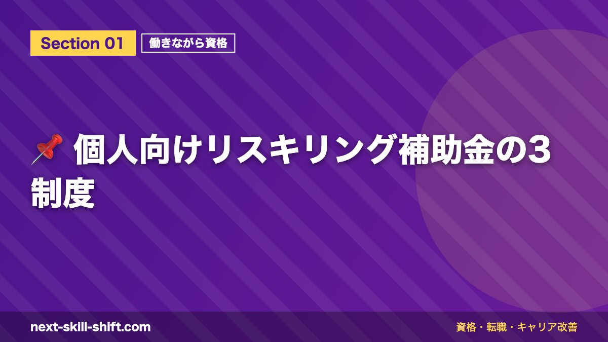 📌 個人向けリスキリング補助金の3制度