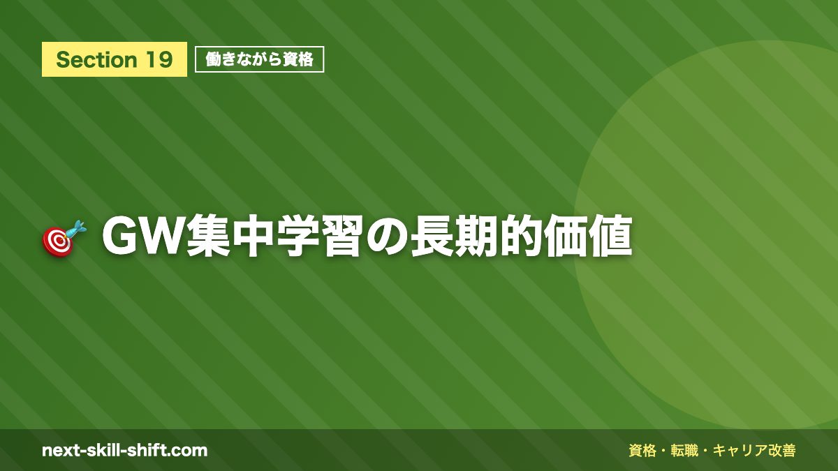 🎯 GW集中学習の長期的価値