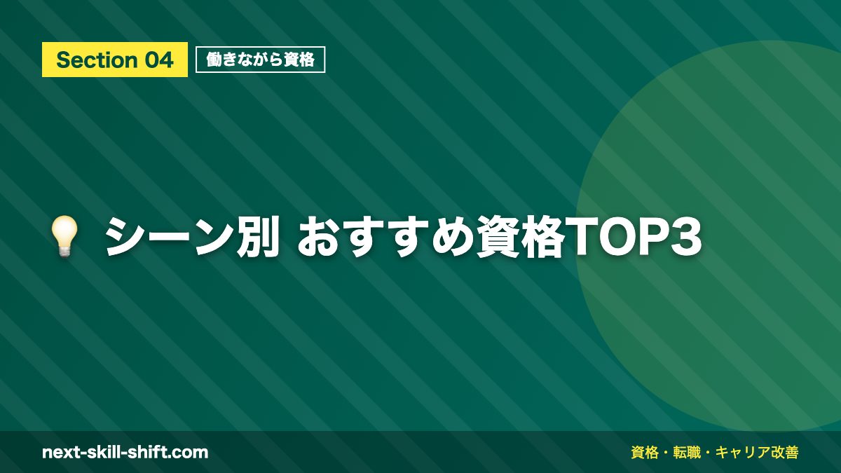 💡 シーン別 おすすめ資格TOP3