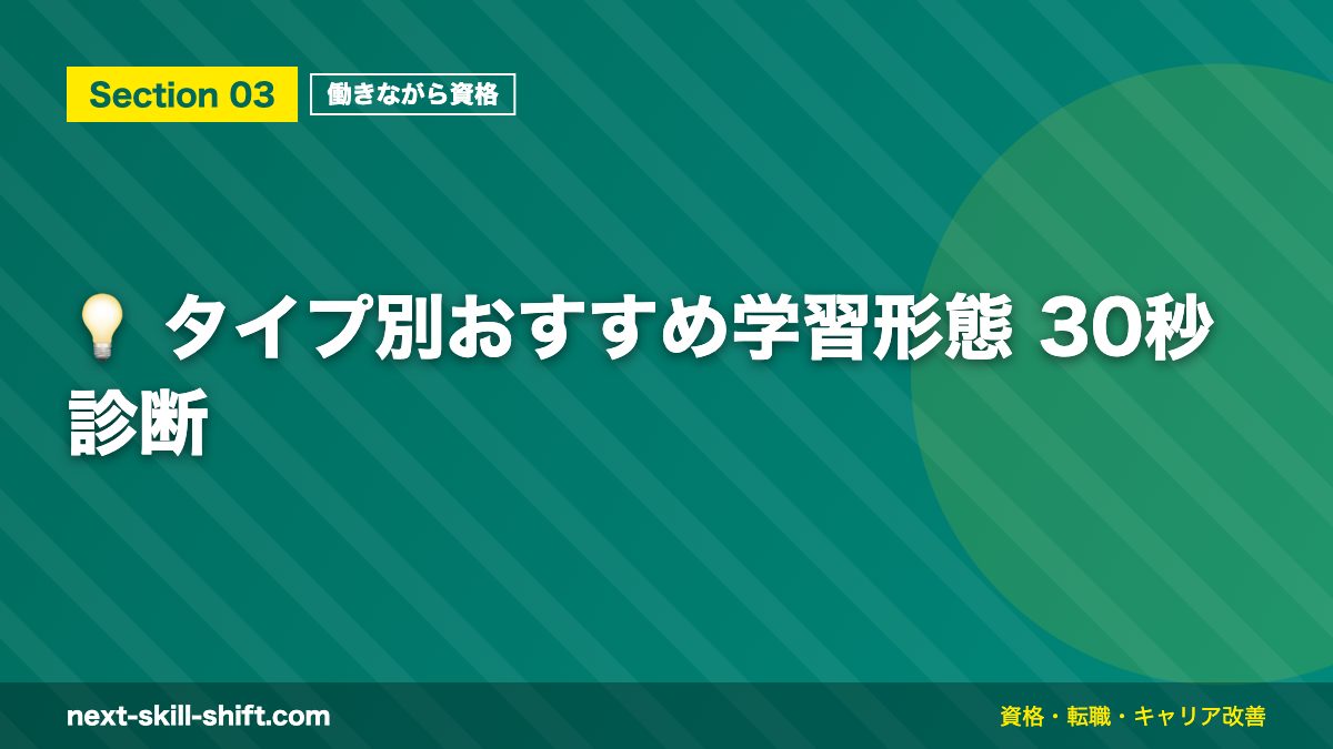 💡 タイプ別おすすめ学習形態 30秒診断
