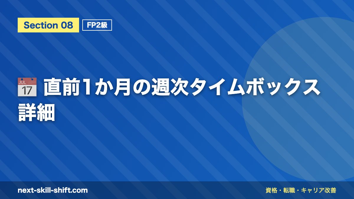 📅 直前1か月の週次タイムボックス詳細