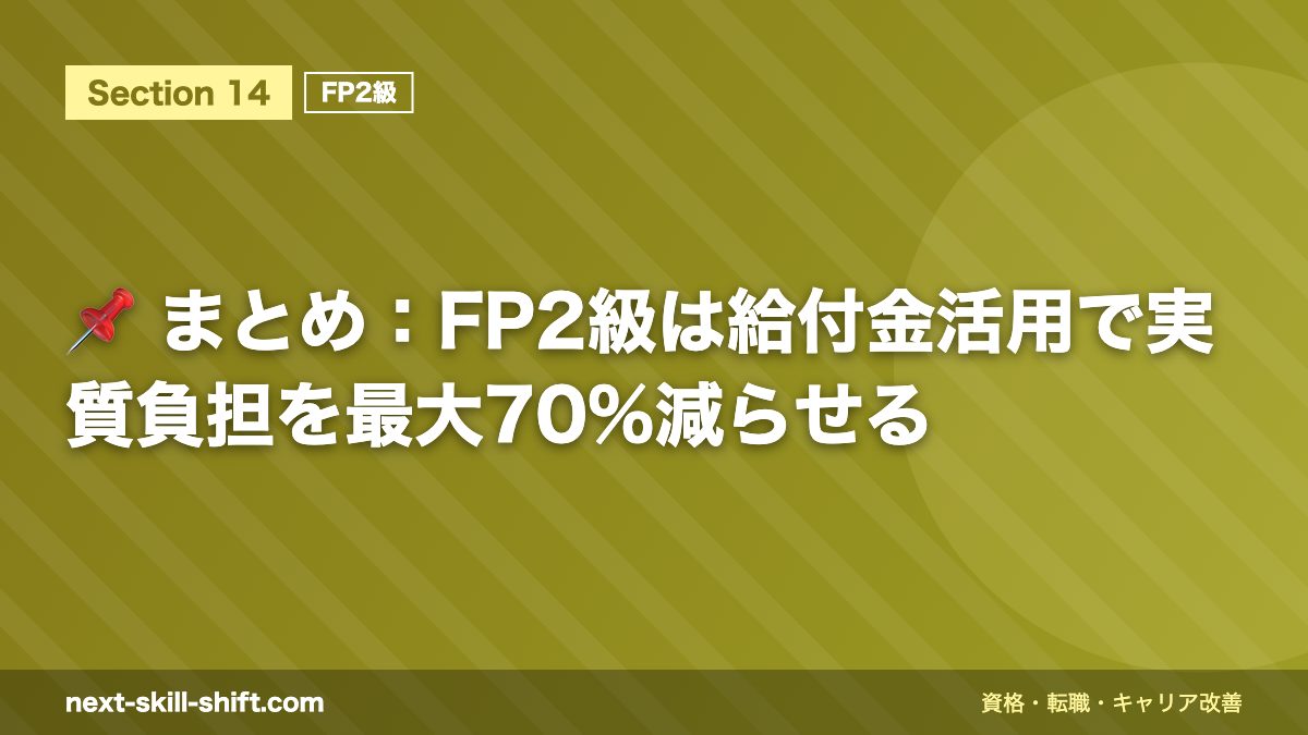 📌 まとめ：FP2級は給付金活用で実質負担を最大70%減らせる