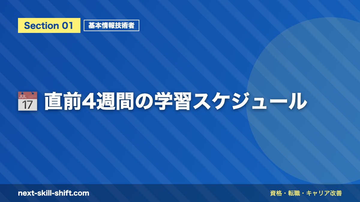 📅 直前4週間の学習スケジュール