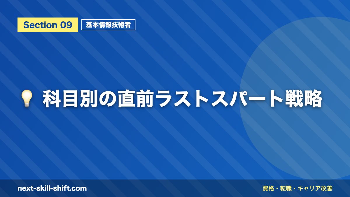 💡 科目別の直前ラストスパート戦略