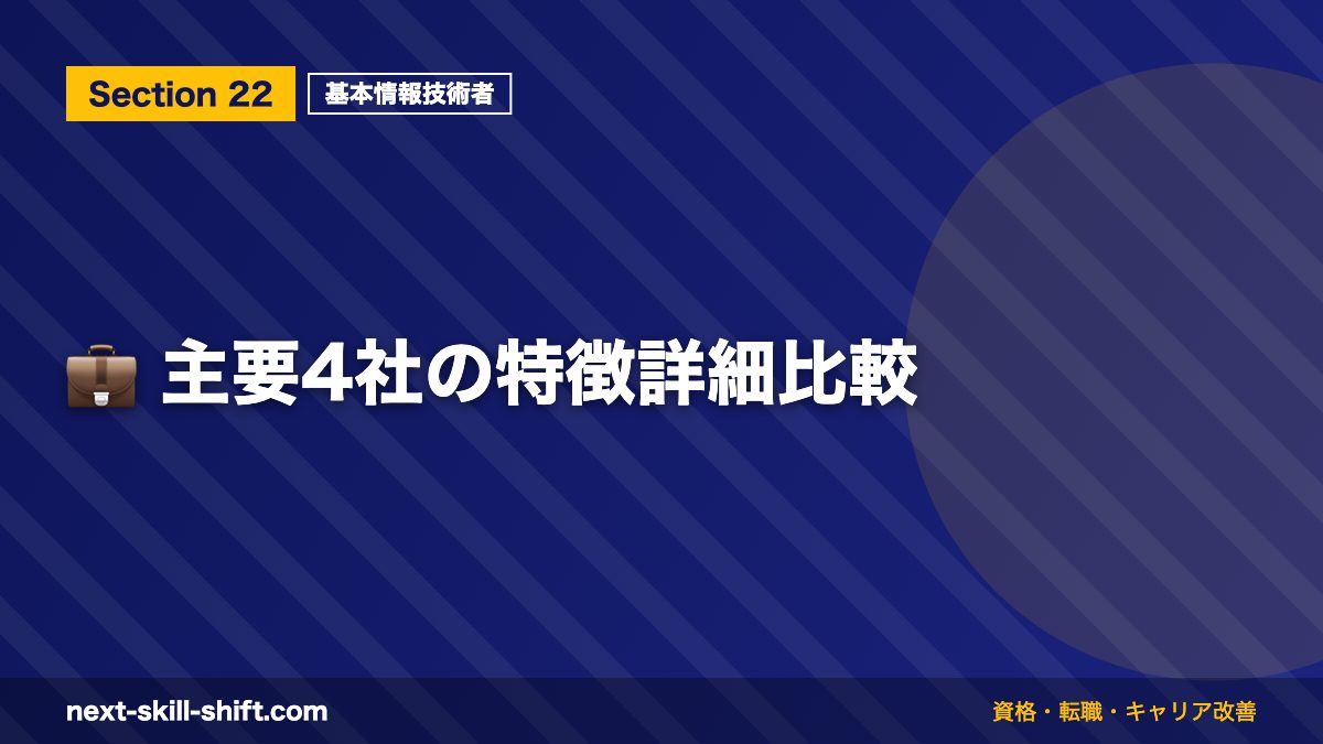 💼 主要4社の特徴詳細比較