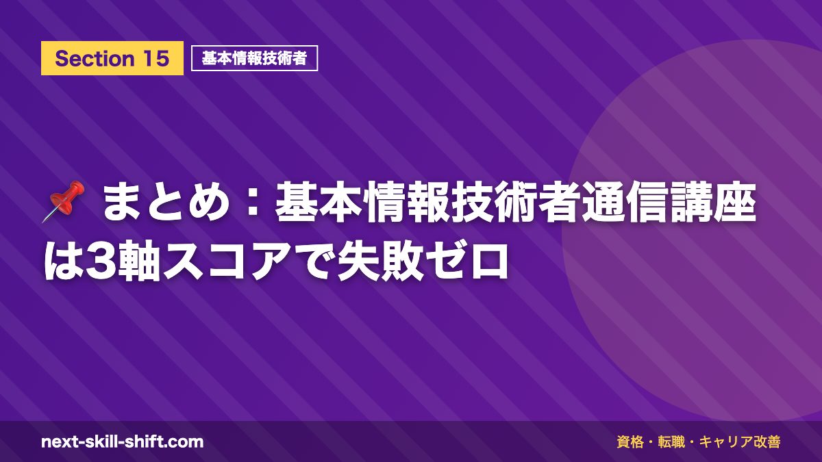 📌 まとめ：基本情報技術者通信講座は3軸スコアで失敗ゼロ