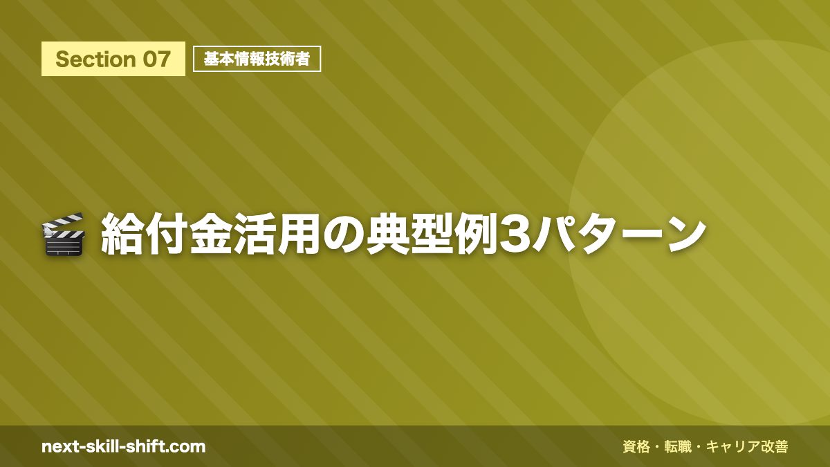 🎬 給付金活用の典型例3パターン