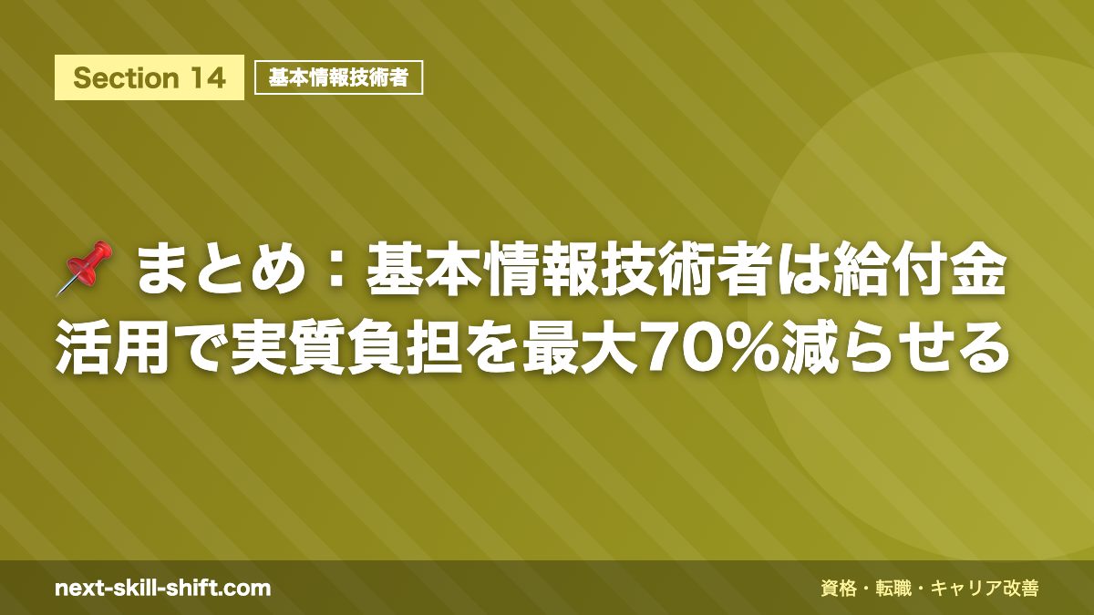📌 まとめ:基本情報技術者は給付金活用で実質負担を最大70%減らせる