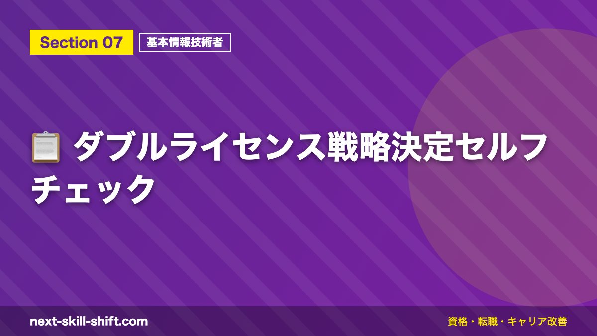📋 ダブルライセンス戦略決定セルフチェック