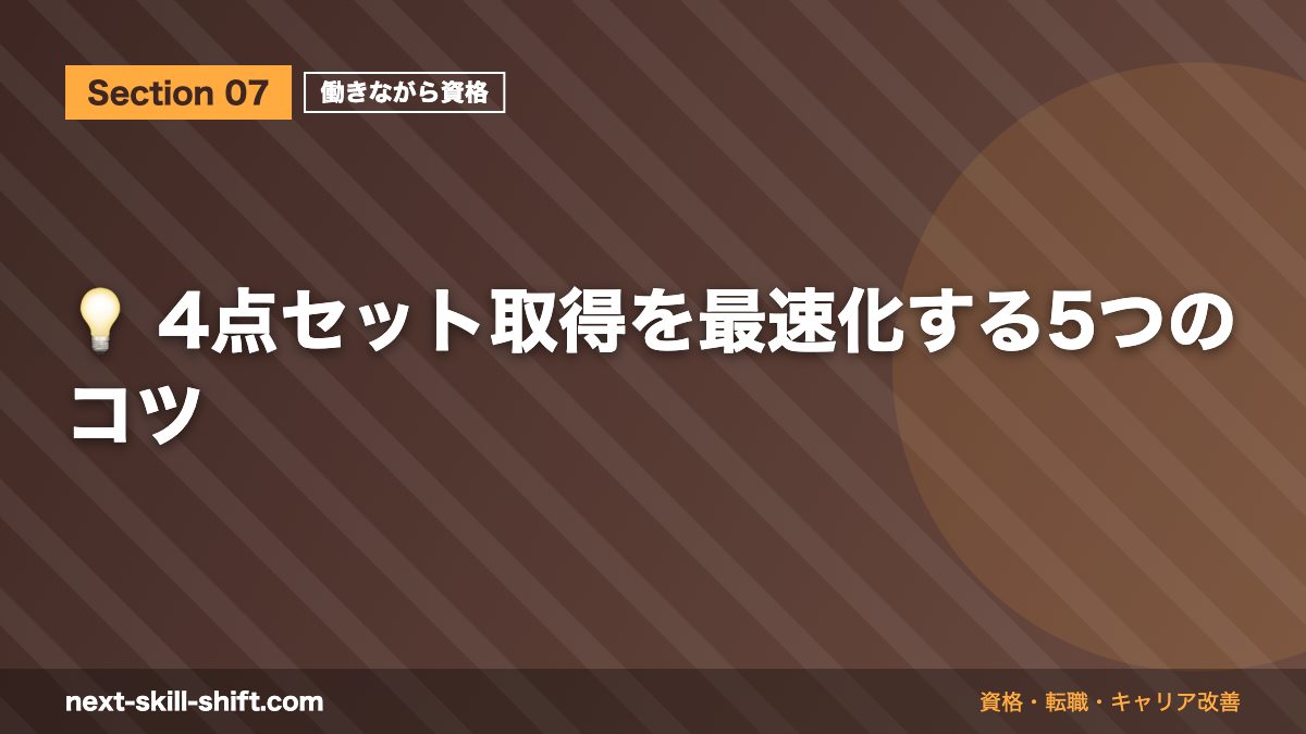 💡 4点セット取得を最速化する5つのコツ