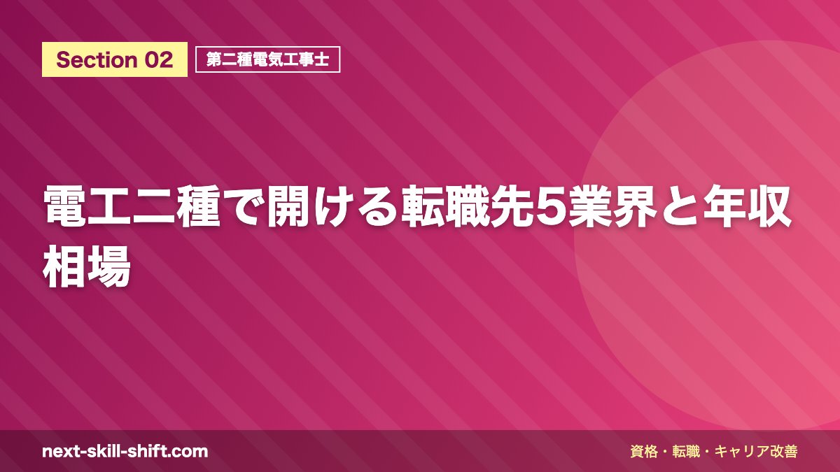 電工二種で開ける転職先5業界と年収相場