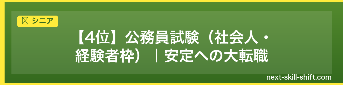 シニア:【4位】公務員試験(社会人・経験者枠)|安定への大転職