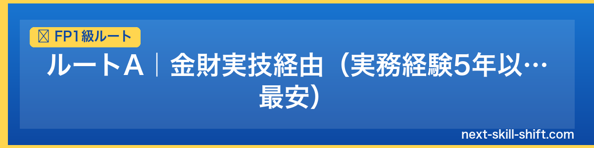 FP1級ルート：ルートA｜金財実技経由（実務経験5年以上・最安）