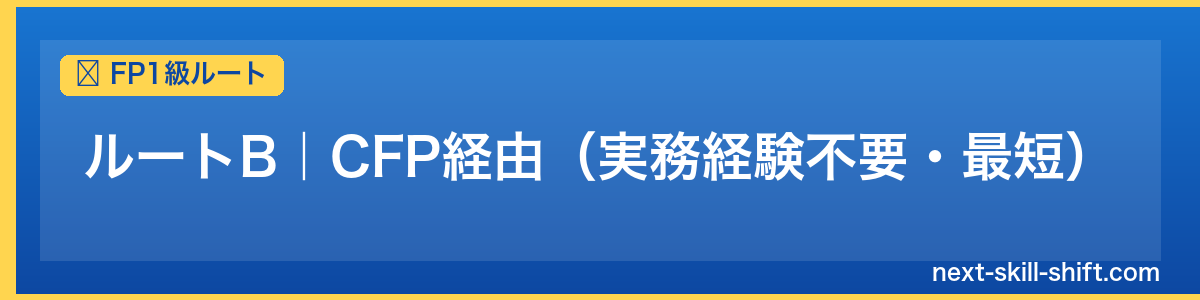 FP1級ルート：ルートB｜CFP経由（実務経験不要・最短）