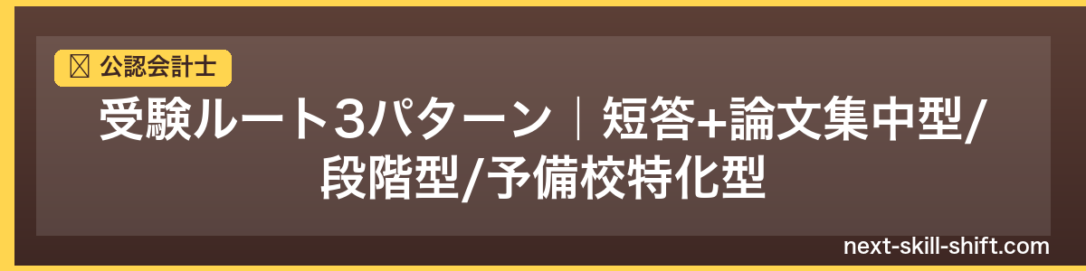 公認会計士：受験ルート3パターン｜短答+論文集中型/段階型/予備校特化型