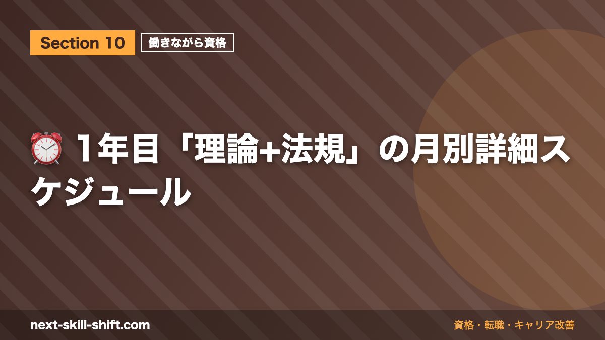 ⏰ 1年目「理論+法規」の月別詳細スケジュール