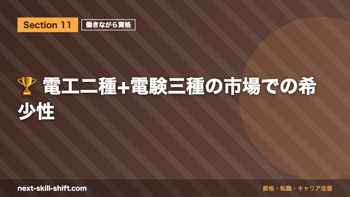 🏆 電工二種+電験三種の市場での希少性