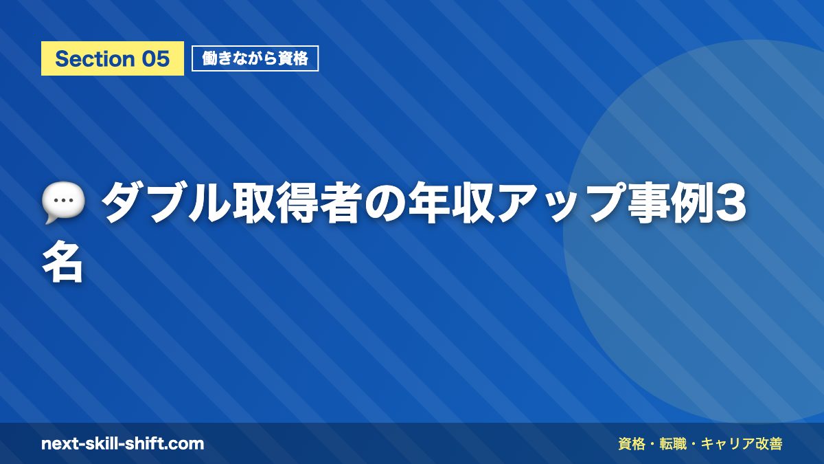 💬 ダブル取得者の年収アップ事例3名