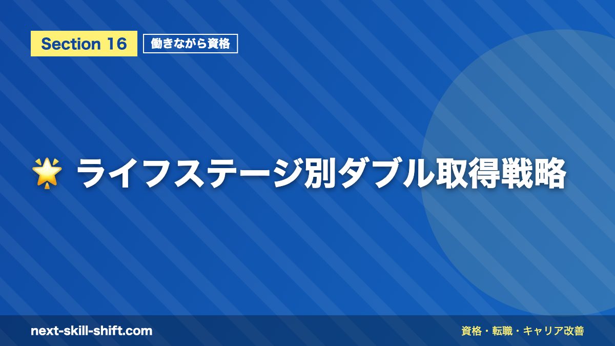 🌟 ライフステージ別ダブル取得戦略