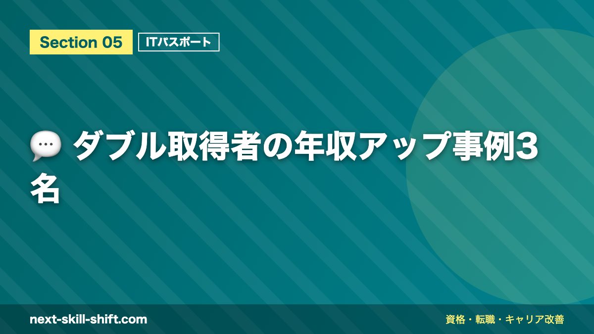 💬 ダブル取得者の年収アップ事例3名