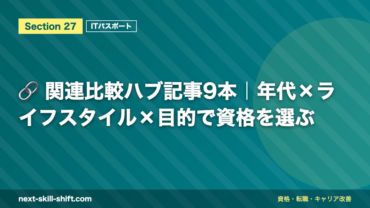 🔗 関連比較ハブ記事9本|年代×ライフスタイル×目的で資格を選ぶ