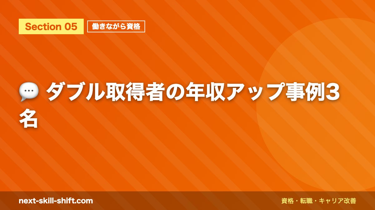 💬 ダブル取得者の年収アップ事例3名