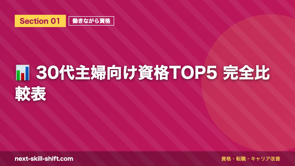 📊 30代主婦向け資格TOP5 完全比較表