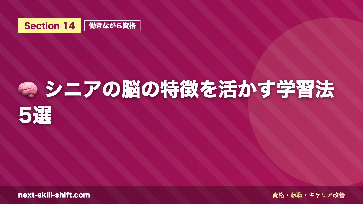 🧠 シニアの脳の特徴を活かす学習法5選