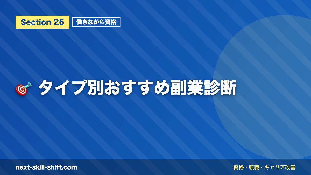 🎯 タイプ別おすすめ副業診断