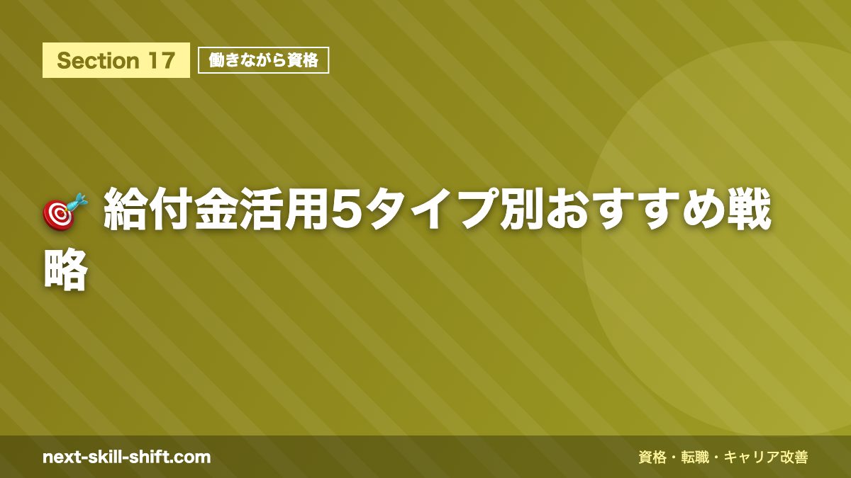🎯 給付金活用5タイプ別おすすめ戦略