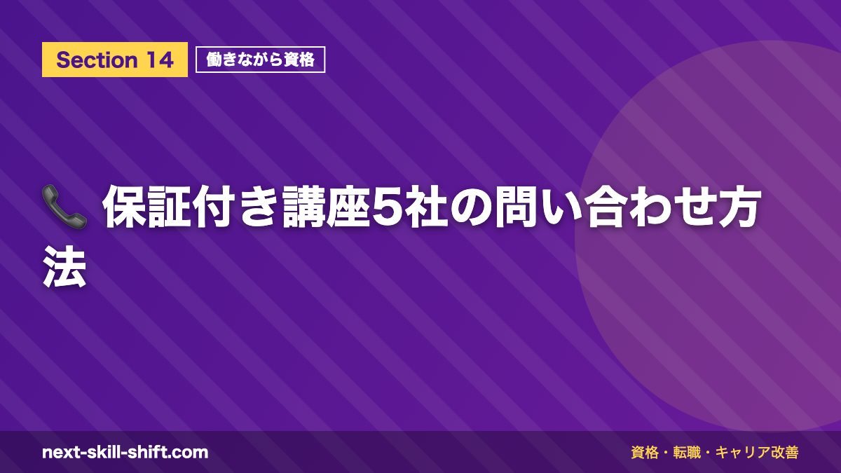 📞 保証付き講座5社の問い合わせ方法