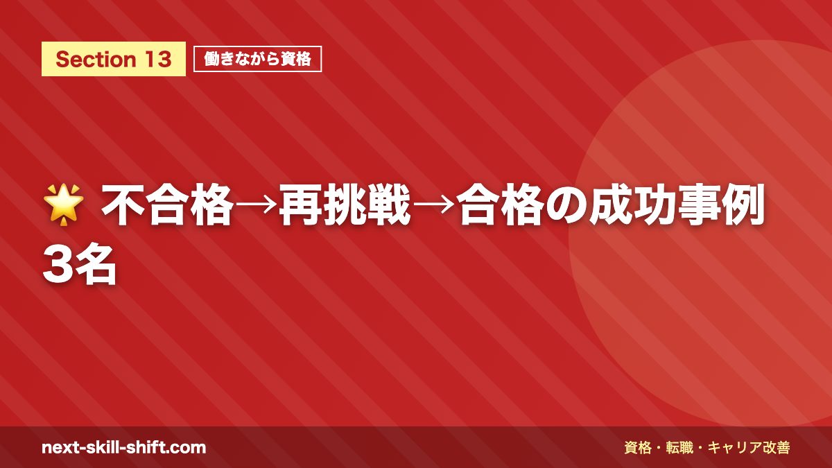 🌟 不合格→再挑戦→合格の成功事例3名
