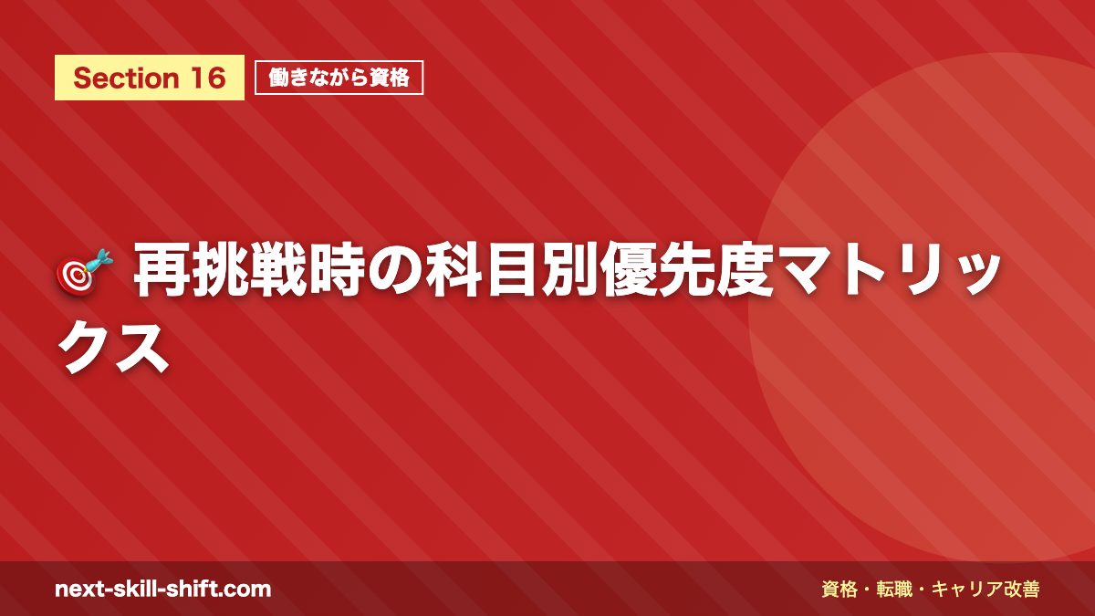 🎯 再挑戦時の科目別優先度マトリックス
